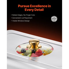VEVOR Chafing Dish Buffet Set, 8 Qt 4 Pack, Stainless Steel Chafer with 4 Full Size Pans, Rectangle Catering Warmer