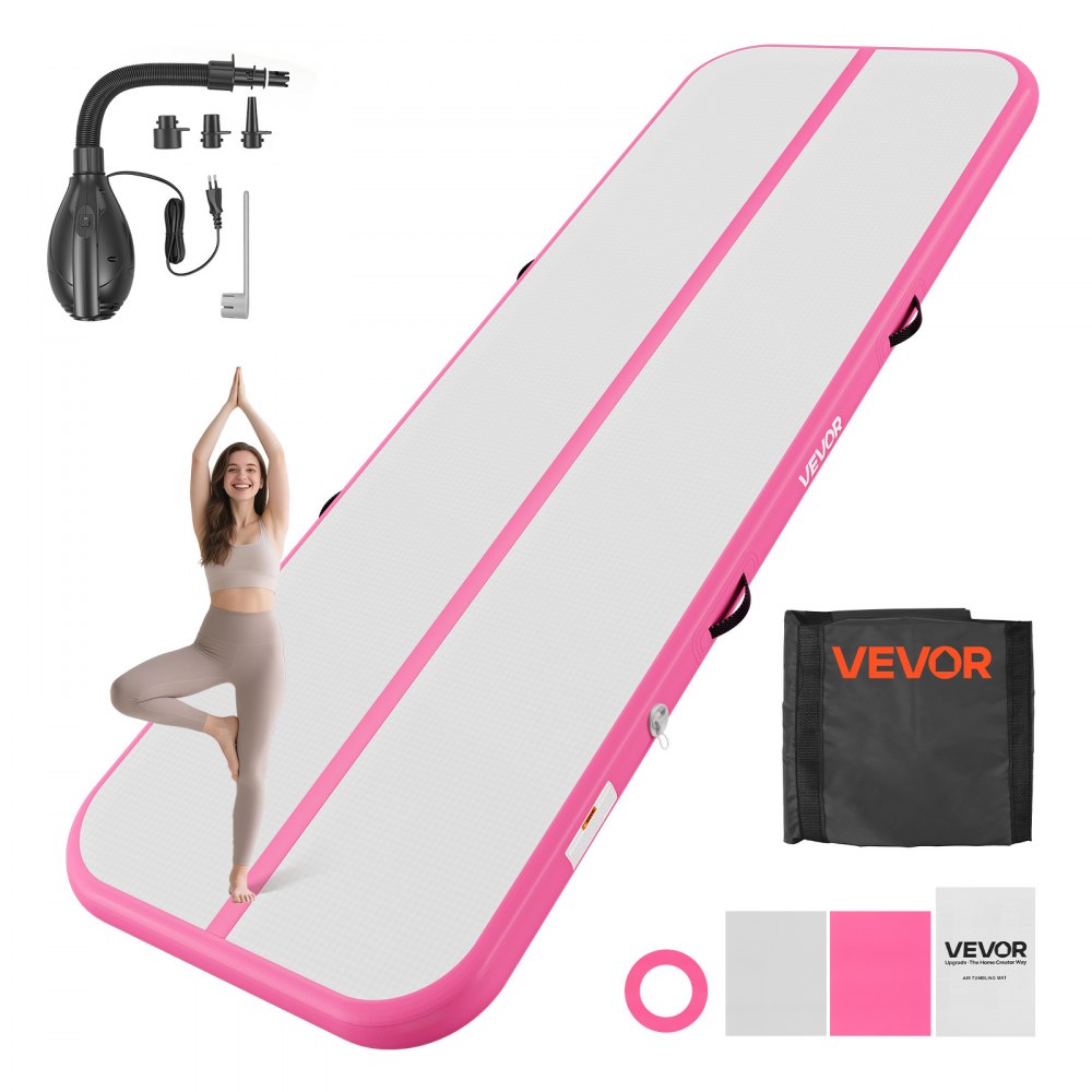 VEVOR Inflatable Gymnastics Air Mat 10 ft Training Mats w/ Electric Pump, 4 inches Thick Sturdy Tumble Track, Tumbling