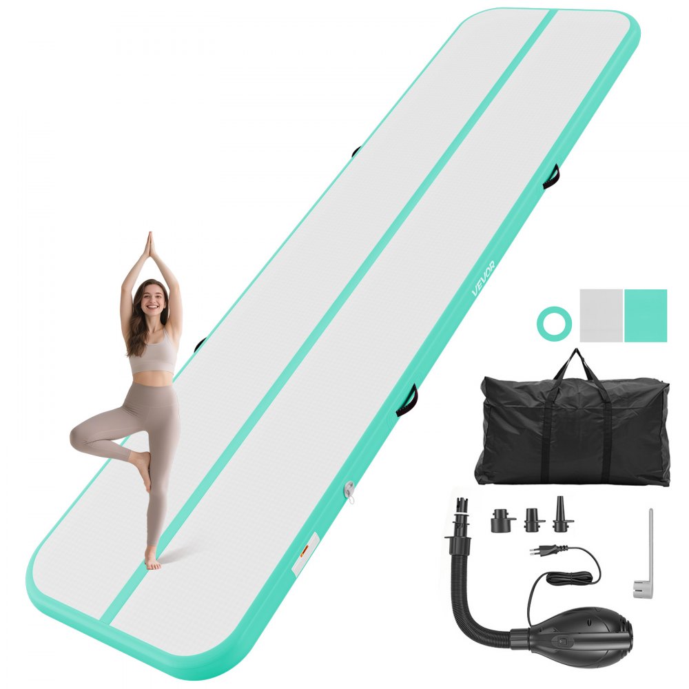 VEVOR Inflatable Gymnastics Air Mat 13 ft Training Mats w/ Electric Pump, 4 inches Thick Sturdy Tumble Track, Tumbling
