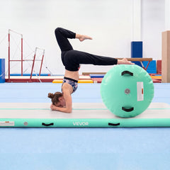 VEVOR Inflatable Gymnastics Air Mat with Air Barrel 10 ft Training Mats, 4 inches Thick Sturdy Tumble Track with