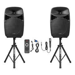 VEVOR Portable PA System, 2000W (PMPO) Powered, Sound System Set with 3 Channel Mixer, Dual Speakers, Wireless