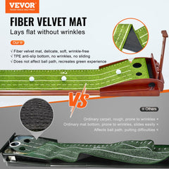 VEVOR Golf Putting Mat, 2 Hole Indoor Golf Putting Green, Wrinkle-Free Golf Training Aid, Mini Golf Set with Auto-Ball