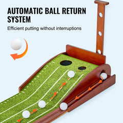 VEVOR Golf Putting Mat, 2 Hole Indoor Golf Putting Green, Wrinkle-Free Golf Training Aid, Mini Golf Set with Auto-Ball