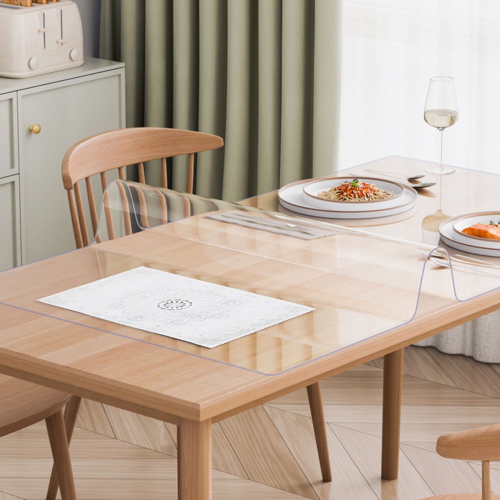 VEVOR Plastic Table Cover, 36 x 54 Inch 1.5 mm Thick Clear Table Protector, Rectangle PVC Desk Mat, Waterproof & Easy