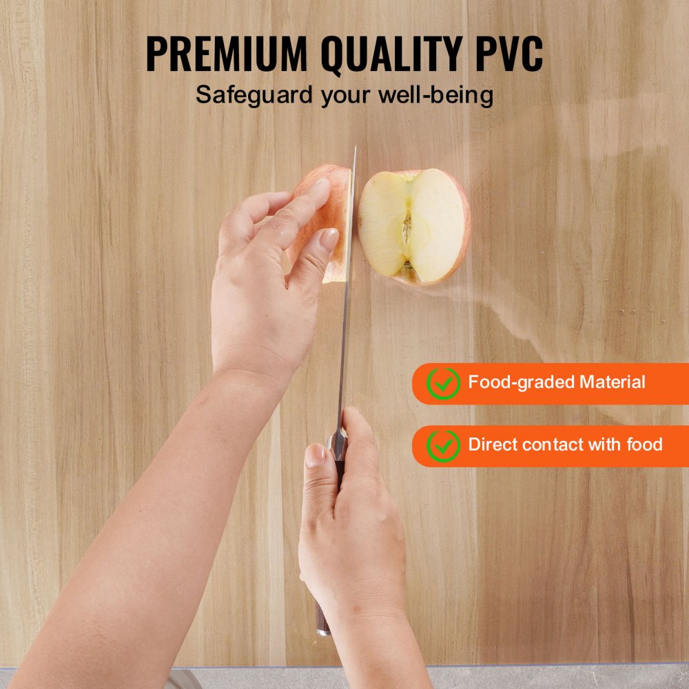 VEVOR Plastic Table Cover, 40 x 60 Inch 1.5 mm Thick Clear Table Protector, Rectangle PVC Desk Mat, Waterproof & Easy