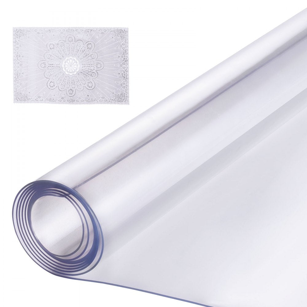 VEVOR Plastic Table Cover, 42 x 96 Inch 1.5 mm Thick Clear Table Protector, Rectangle PVC Desk Mat, Waterproof & Easy