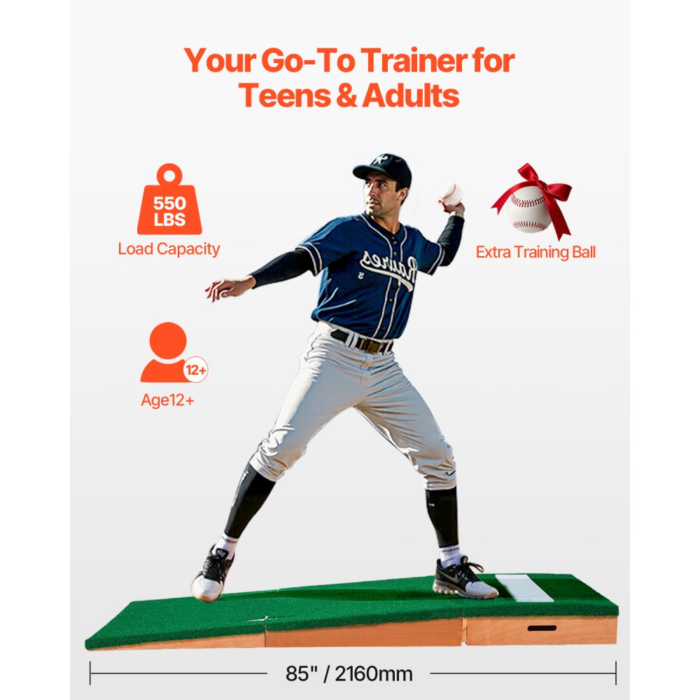 VEVOR Pitching Mound, Portable Baseball Pitcher's Mound, 85 in Indoor Outdoor Pitching Practice and Training Equipment