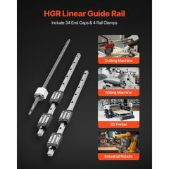 VEVOR Linear Rail Guide Kit, HGR20, 2PCS 600 mm (23.62 inch) Linear Rails and 1PCS Ball Screw, 4PCS Slide Blocks, with