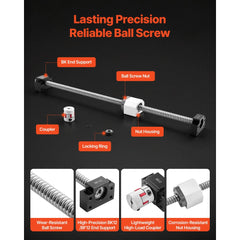 VEVOR Linear Rail Guide Kit, HGR20, 2PCS 600 mm (23.62 inch) Linear Rails and 1PCS Ball Screw, 4PCS Slide Blocks, with