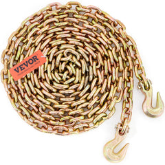 VEVOR Transport Binder Chain, 7100 lbs Working Load Limit, 3/8'' x 20' G80 Tow Chain Tie Down with Grab Hooks, DOT