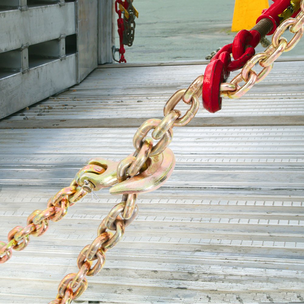 VEVOR Transport Binder Chain, 4900 lbs Working Load Limit, 5/16'' x 20' G80 Tow Chain Tie Down with Grab Hooks, DOT