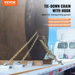 VEVOR G80 Transport Binder Chain, 5/16" x 14.2' Tow Chain with Clevis Grab Hooks, 4900 lbs Safe Working Load, Heavy