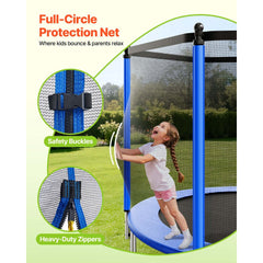 VEVOR Outdoor Trampoline, 12FT Round Recreational Trampoline with Enclosure Net, ASTM Approved, Heavy Duty Trampolines