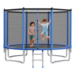 VEVOR Outdoor Trampoline, 12FT Round Recreational Trampoline with Enclosure Net, ASTM Approved, Heavy Duty Trampolines