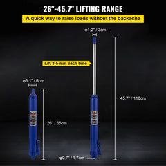 VEVOR Hydraulic Long Ram Jack, 8 Tons/17363 lbs Capacity, with Single Piston Pump and Clevis Base, Manual Cherry Picker