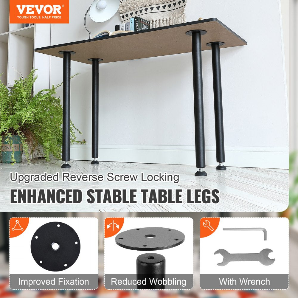 VEVOR 30 Inch Adjustable Desk Legs, Reinforced Steel Office Table Furniture legs Set of 4 for DIY, 1200 lbs Load