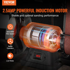VEVOR 8 Inch Bench Grinder with 2 x28 Inch Belt Sander Combo, Bench Grinder Sander with 2.5A Induction Motor for