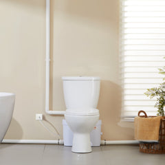 VEVOR Macerating Toilet System with Powerful 700W Macerator Pump, Rear Discharge and Upflush Toilet For Basement, Dual