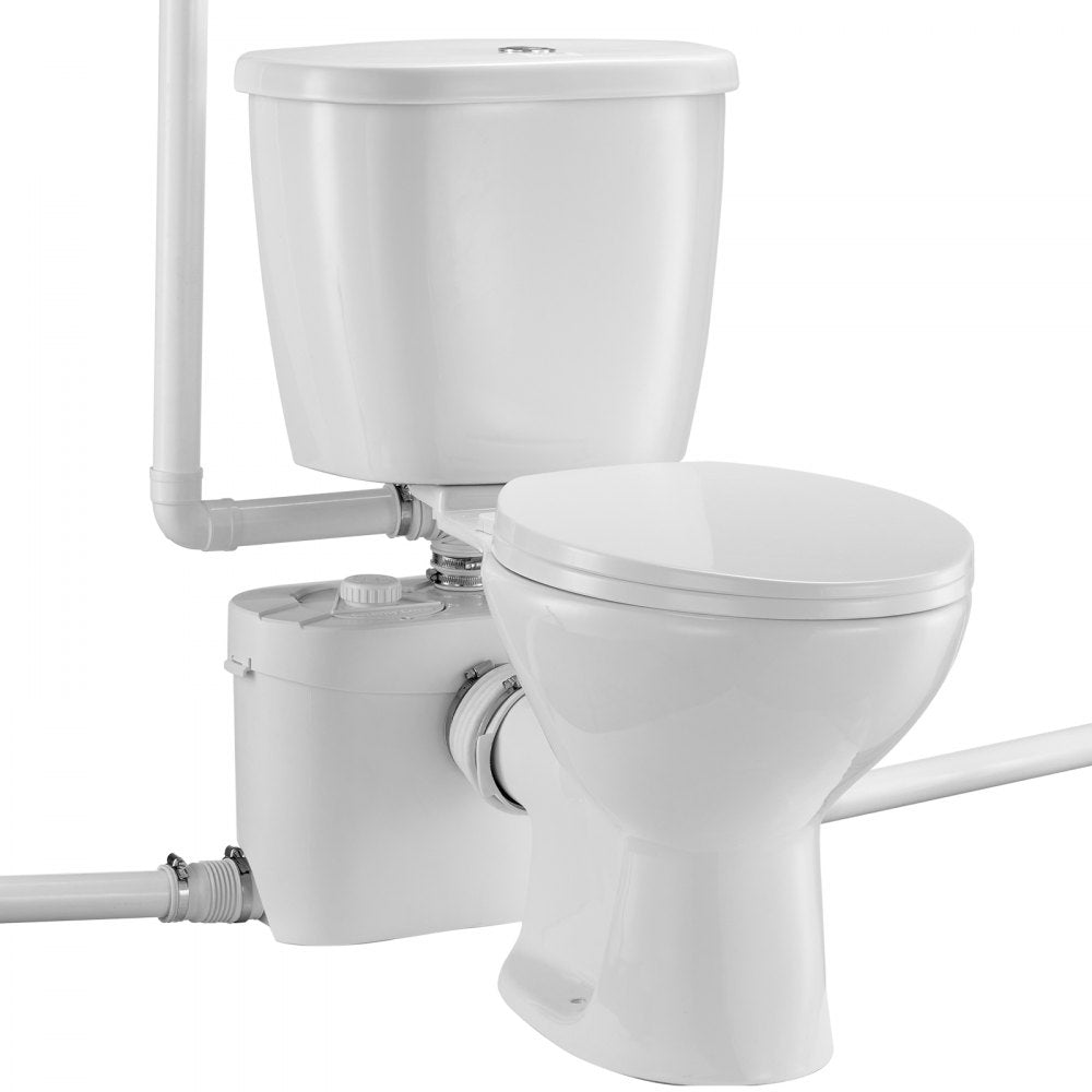 VEVOR Macerating Toilet System with Powerful 700W Macerator Pump, Rear Discharge and Upflush Toilet For Basement, Dual