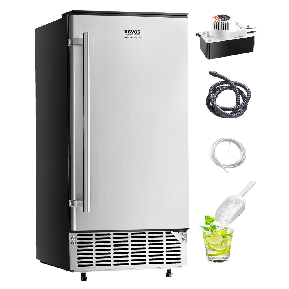 VEVOR Undercounter Built-in Ice Maker, 80 Lbs/Day Under Counter Ice Maker Machine with Reversible Door Stainless Steel