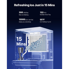 VEVOR Commercial Ice Maker Machine, 300LBS/24H Ice-Making Machine with 300LBS Stainless Steel Storage Bin, Auto