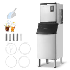 VEVOR Commercial Ice Maker Machine, 300LBS/24H Ice-Making Machine with 300LBS Stainless Steel Storage Bin, Auto