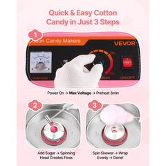 VEVOR Electric Cotton Candy Machine, 1000W Commercial Floss Maker With Cover, Commercial Cotton Candy Machine