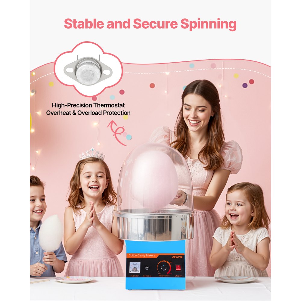 VEVOR Electric Cotton Candy Machine, 1000W Commercial Floss Maker With Cover, Commercial Cotton Candy Machine