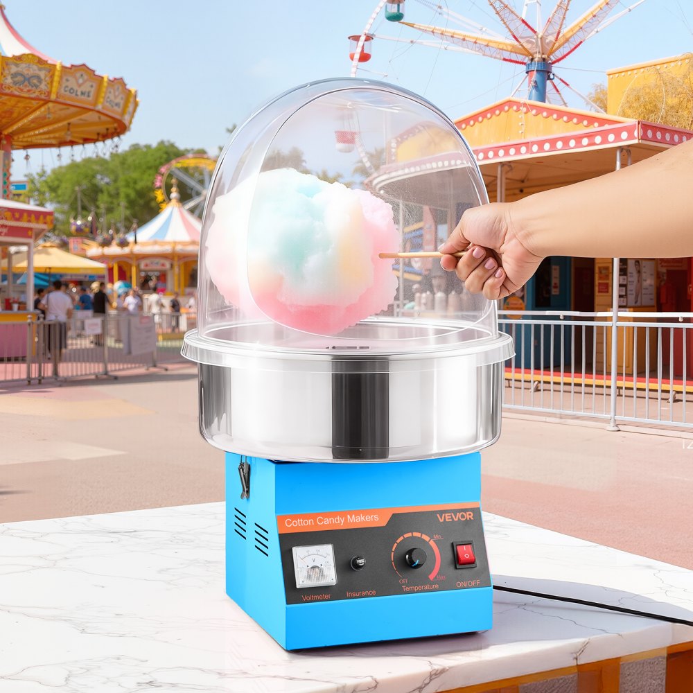 VEVOR Electric Cotton Candy Machine, 1000W Commercial Floss Maker With Cover, Commercial Cotton Candy Machine