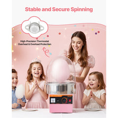 VEVOR Electric Cotton Candy Machine, 1000W Electric Floss Maker With Cover, Commercial Cotton Candy Machine w/Stainless