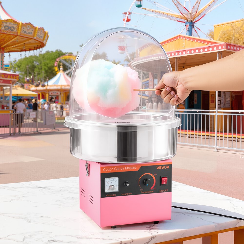 VEVOR Electric Cotton Candy Machine, 1000W Electric Floss Maker With Cover, Commercial Cotton Candy Machine w/Stainless
