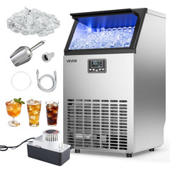 VEVOR Commercial Ice Maker Machine with Pump, 100 lbs/24h with 26 lbs Storage Capacity, Built-in/Freestanding/Under