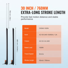 VEVOR 2PCS Linear Actuator Kit, 30 Inch High Speed 0.35"/s Linear Motion Actuator 12V, 220lbs/1000N Linear Actuator for