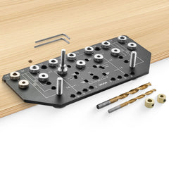 VEVOR Shelf Pin Jig and Hinge Jig Two-in-One, Aluminum Alloy Cabinet Hardware Hole Drilling Template with 1/4" and