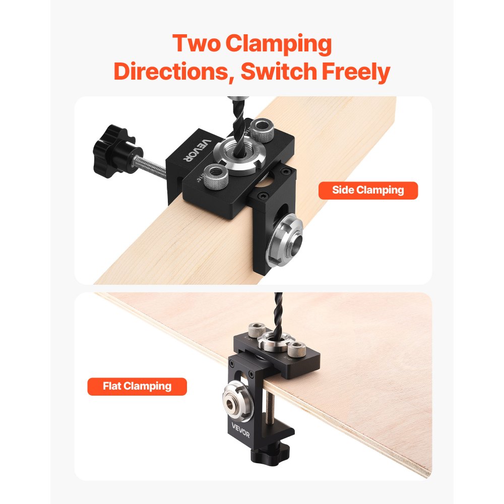 VEVOR Doweling Jig Kit, Self Centering Dowel Drill Jig for Straight Holes, Aluminum Alloy Woodworking Joints Tool with
