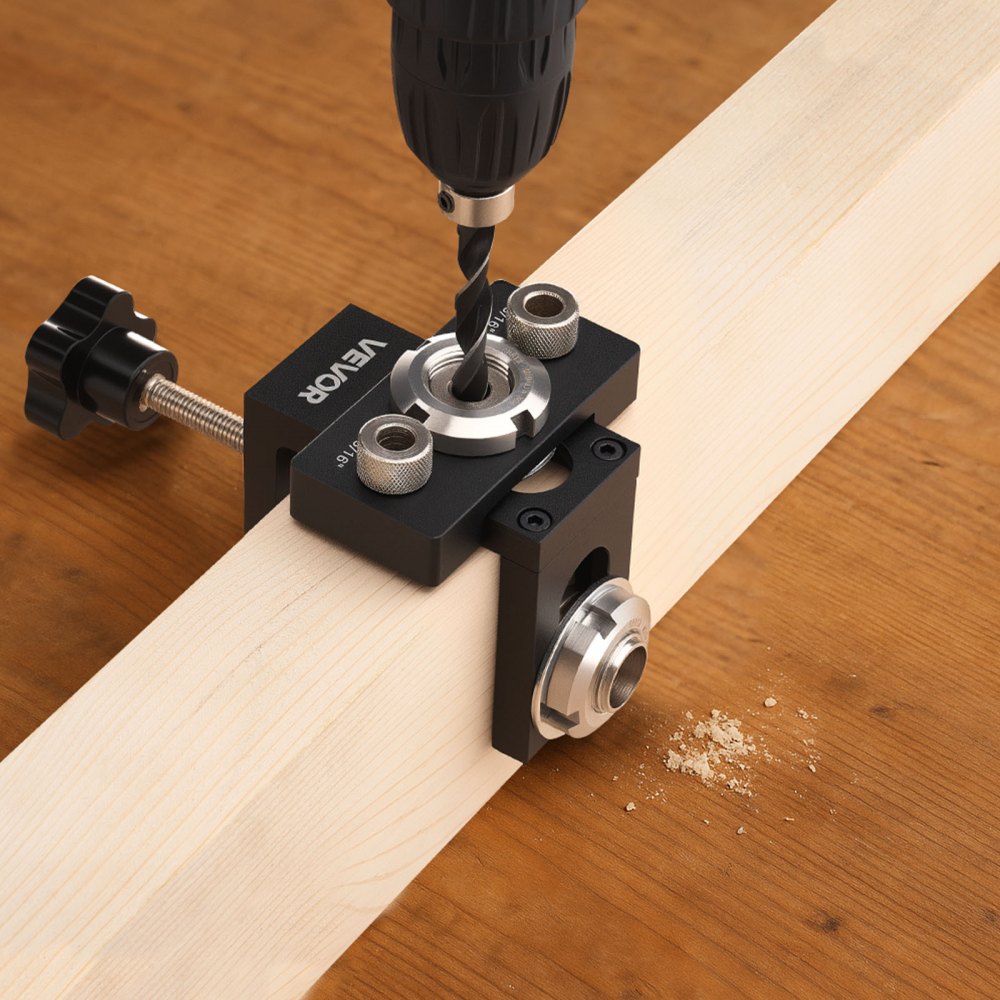 VEVOR Doweling Jig Kit, Self Centering Dowel Drill Jig for Straight Holes, Aluminum Alloy Woodworking Joints Tool with