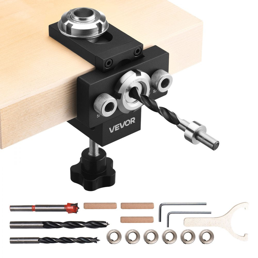 VEVOR Doweling Jig Kit, Self Centering Dowel Drill Jig for Straight Holes, Aluminum Alloy Woodworking Joints Tool with