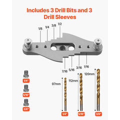 VEVOR Doweling Jig Kit, Self Centering Dowel Drill Jig for Straight Holes, with Drill Bit Set 1/4", 5/16", 3/8" and