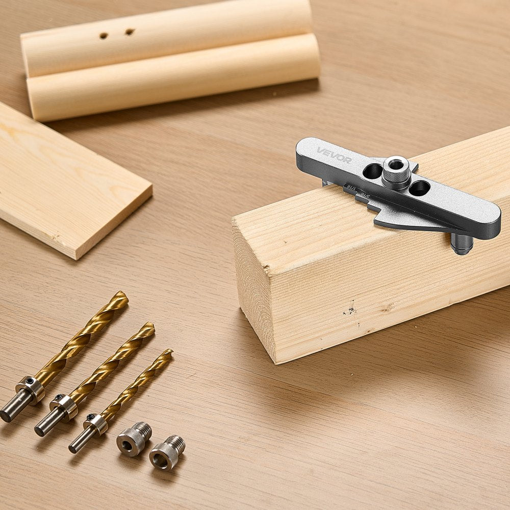 VEVOR Doweling Jig Kit, Self Centering Dowel Drill Jig for Straight Holes, with Drill Bit Set 1/4", 5/16", 3/8" and
