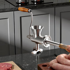 VEVOR Manual Meat Grinder, 304 Stainless Steel Hand Crank Meat Mincer with Steel Table Clamp, Sausage Stuffer with 2