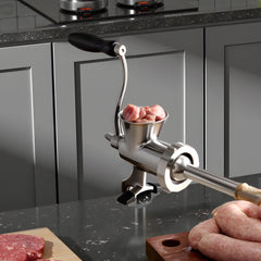 VEVOR Manual Meat Grinder, 304 Stainless Steel Hand Crank Meat Mincer with Steel Table Clamp, Sausage Stuffer with 2