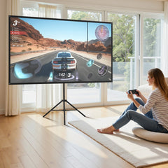VEVOR Projector Screen with Stand, 80 Inch 160° Wide Angle Indoor Outdoor Projection Screen, 16:9 4K HD Wrinkleless