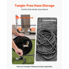 VEVOR Pressure Washer Hose Reel, 50 ft x 3/8 inch Heavy-Duty Steel Bracket-Mounted Pressure Hose Reel, Wall/Floor/Truck