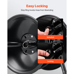 VEVOR Pressure Washer Hose Reel, 50 ft x 3/8 inch Heavy-Duty Steel Bracket-Mounted Pressure Hose Reel, Wall/Floor/Truck