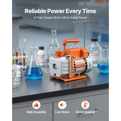 VEVOR 3 Gallon Vacuum Chamber with Pump, 3.5 CFM, Single Stage Vacuum Pump, Stainless Steel Degassing Chamber Kit with