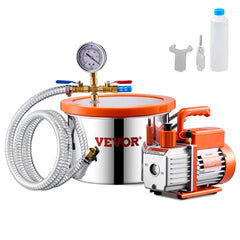 VEVOR 1.5 Gallon Vacuum Chamber and 3.5 CFM Pump Kit, Stainless Steel Chamber, Single Stage Vacuum Pump Degassing
