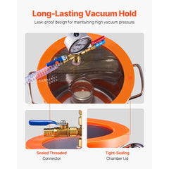 VEVOR 5 Gallon Vacuum Chamber and 3.5 CFM Pump Kit, Stainless Steel Chamber, Single Stage Vacuum Pump Degassing Chamber