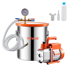 VEVOR 5 Gallon Vacuum Chamber and 3.5 CFM Pump Kit, Stainless Steel Chamber, Single Stage Vacuum Pump Degassing Chamber