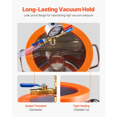 VEVOR 3 Gallon Vacuum Chamber and 3.5 CFM Pump Kit, Stainless Steel Chamber, Single Stage Vacuum Pump Degassing Chamber