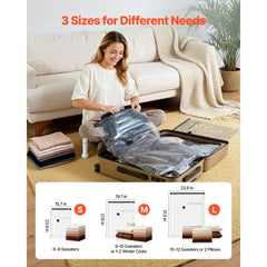 VEVOR Vacuum Storage Bags, 18 Pack Space Saver Vacuum Seal Bags for Clothing, with Pump and Charging Cable, Double